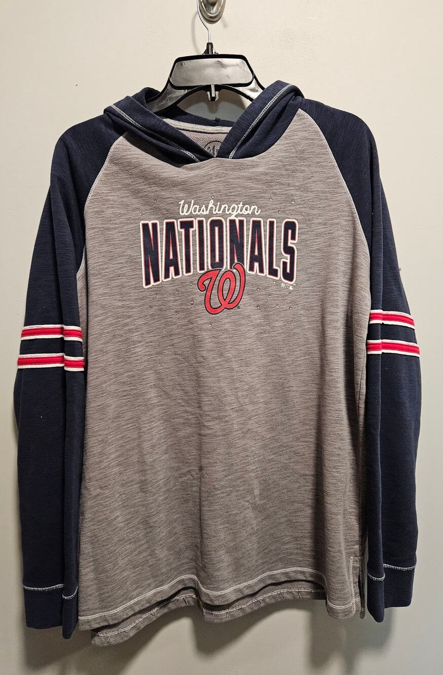 Women's Washington Nationals Hoodie Gray Blue Baseball '47 Brand Size L